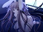  android animal_ears barefoot blush brown_hair bunny_ears cable feet flat_chest game_cg hair_ribbon kneeling long_hair moekibara_fumitake non-web_source nude piz purism_egoist red_eyes ribbon smile solo twintails very_long_hair 