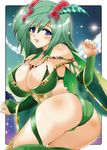  ass breasts cleavage final_fantasy final_fantasy_iv final_fantasy_iv_the_after green_hair green_leotard hair_ornament huge_breasts leotard older rydia smile solo yasakani_an 