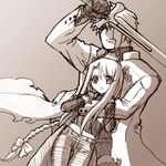  1girl archer archerko bangs brown fate/stay_night fate_(series) lowres monochrome st_parasu 