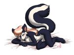  1girl animal_ears barefoot dr_comet feet female furry nude paws skunk skunkgirl solo tail toes 