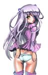  ass barasuishou boots bottomless eyepatch galugama long_hair panties purple_hair rozen_maiden solo thigh_boots thighhighs twintails underwear yellow_eyes 