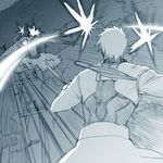  archer blue fate/stay_night fate_(series) lowres male_focus monochrome multiple_boys st_parasu true_assassin 