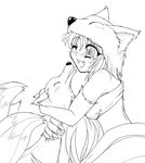  animal_ears artist_request fox fox_ears greyscale monochrome moonlight_flower ragnarok_online solo 