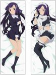  blush cross dakimakura frills garters hair_ornament hairband jewelry kannagi kneehighs long_hair lying maid multiple_views naughty_face necklace nun on_side purple_eyes purple_hair skirt skirt_pull smile socks thighhighs zange zettai_ryouiki 