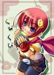  artist_request blue_eyes chouhi drinking fingerless_gloves gloves koihime_musou red_hair solo 