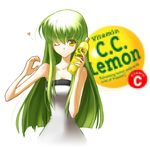  bad_id bad_pixiv_id c.c. c.c._lemon censored code_geass fake_censor green_hair highres long_hair one_eye_closed parody product_placement s-yin solo yellow_eyes 