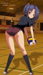  ass bad_id bad_pixiv_id ball blue_hair buruma clannad hair_bobbles hair_ornament ichinose_kotomi kneehighs long_hair purple_eyes sahare socks solo volleyball 