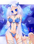  bad_id bad_pixiv_id blue_eyes blush breasts detached_sleeves fairy kay_(utd) long_hair medium_breasts midriff navel panties pixiv pixiv-tan silver_hair solo sweatdrop underwear wings 