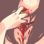  bad_id bad_pixiv_id black_hair blood close-up dameyo finger_in_mouth futaba_channel head_out_of_frame nijiura_maids ozoi ribbon solo 