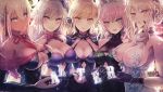  5girls absurdres animal_ears artoria_pendragon_(all) artoria_pendragon_(lancer_alter) atalanta_(alter)_(fate) atalanta_(fate) bangs blonde_hair blush breasts cat_ears choker cleavage closed_mouth dark_skin fate/apocrypha fate/grand_order fate/stay_night fate_(series) green_eyes hair_between_eyes highres jeanne_d&#039;arc_(alter)_(fate) jeanne_d&#039;arc_(fate)_(all) koha-ace large_breasts long_hair looking_at_viewer medium_breasts minyom multiple_girls okita_souji_(alter)_(fate) okita_souji_(fate)_(all) saber_alter silver_hair swept_bangs tassel tied_hair white_eyes white_hair yellow_eyes 