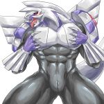  2019 absurd_res animal_genitalia anthro blush claws genital_slit hi_res legendary_pok&eacute;mon looking_at_viewer male muscular muscular_male navel nintendo palkia pok&eacute;mon pok&eacute;mon_(species) pose seductive simple_background slit solo tongue video_games weedwolfeatmeat white_background 