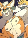  abs canid canine canis claws clothing duo eye_patch eyewear fox fox_mccloud fur grey_fur male male/male mammal muscular muscular_male nintendo nipples pecs smile star_fox teeth tongue toomuchdynamite underwear video_games wolf wolf_o&#039;donnell yellow_fur 