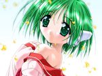  bare_shoulders green_eyes green_hair multi oono_tetsuya robot_ears school_uniform short_hair solo to_heart wallpaper 