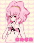  anya_alstreim bad_id bad_pixiv_id bikini code_geass collarbone guriko looking_at_viewer midriff navel pink_eyes pink_hair polka_dot polka_dot_bikini ponytail solo stomach swimsuit upper_body 