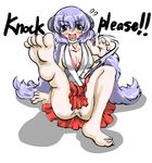  bad_id bad_pixiv_id barefoot blush breasts caught cleavage english feet hanyuu hasshou higurashi_no_naku_koro_ni japanese_clothes large_breasts long_hair miko no_panties purple_eyes purple_hair pussy pussy_juice soles solo very_long_hair 