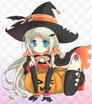  blonde_hair bra buttons cape fang flat_chest gloves halloween hat high_heels hinata_nonoka large_buttons lingerie little_busters! long_hair noumi_kudryavka panties pumpkin ribbon ribbons shoes silver_hair thighhighs underwear witch_hat 