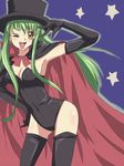  bad_id bad_pixiv_id c.c. cape code_geass cosplay elbow_gloves gloves green_hair hat long_hair maruki_(punchiki) one_eye_closed solo thighhighs yellow_eyes 