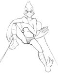  avian barefoot clothed clothing falco_lombardi male nintendo simple_background sketch speedo star_fox swimsuit thegreatmatsutzu topless video_games white_background 