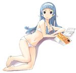  a1 bangs barefoot blue_hair blunt_bangs book bra chips flat_chest food hairband kannagi lingerie long_hair lying nagi navel panties potato_chips purple_eyes solo toes underwear underwear_only white_panties 