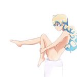  ashuku blonde_hair blue_hair breasts brown_eyes cloud_hair curly_hair from_side long_hair multicolored_hair nia_teppelin nude simple_background small_breasts solo tengen_toppa_gurren_lagann two-tone_hair white_background 