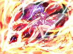  bad_id bad_pixiv_id banned_artist bat_wings blood blue_hair flat_chest knife nipples no_pants open_clothes open_shirt panties red_eyes remilia_scarlet shirt side-tie_panties solo spear_the_gungnir suisen touhou underwear weapon wings 