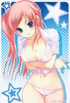  absurdres blue_eyes copyright_request highres open_clothes open_shirt panties pink_hair shirahane_nao shirt solo thigh_gap underwear 