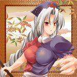  bow_(weapon) breasts hat large_breasts long_hair maki_(seventh_heaven_maxion) silver_hair solo touhou weapon yagokoro_eirin 