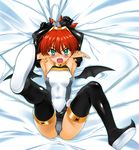  bdsm bondage bound cameltoe collar demon_girl demon_wings earrings elbow_gloves fangs gloves highres jewelry kamia_(not_found) original pointy_ears solo thighhighs wings 
