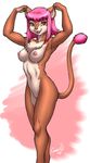  1girl animal_ears breasts dr_comet furry highres nipples nude pink_hair pussy red_eyes solo tail uncensored 