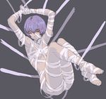  armpits arms_up ayanami_rei bad_id bad_pixiv_id bandages barefoot blue_hair breasts cozy feet frown legs_up medium_breasts naked_bandage neon_genesis_evangelion nude pale_skin red_eyes short_hair sketch solo suspension underboob 