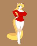  animaniacs anthro areola blonde_hair clothing cocaine-leopard dress eyeshadow female grey_eyes hair long_hair long_legs long_tail makeup mammal minerva_mink mink mustelid nipples one_eye_closed red_dress short_dress smile solo tiptoes translucent transparent_clothing warner_brothers wink 