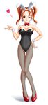  animal_ears artist_request bow bowtie breasts bunny_ears bunny_girl bunnysuit cleavage dragon_quest dragon_quest_viii earrings fishnet_pantyhose fishnets hand_on_hip heart high_heels jessica_albert jewelry large_breasts orange_eyes orange_hair pantyhose shoes solo standing twintails 