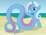  2019 badumsquish beach cephalopod equine female friendship_is_magic horn hybrid mammal marine mollusk my_little_pony octopus one_eye_closed sea seaside suction_cup tentacles trixie_(mlp) unicorn water wink 