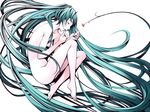  absurdly_long_hair aqua_hair barefoot closed_eyes feet flower full_body hatsune_miku long_hair nude shiningray_(vocaloid) solo torigoe_takumi twintails very_long_hair vocaloid 