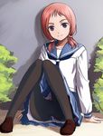  blue_skirt cameltoe haruyama_kazunori kiyosumi_school_uniform mahjong no_panties pantyhose purple_eyes red_hair saki school_uniform serafuku sitting skirt smile solo takei_hisa twintails upskirt 