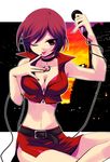  :p ;p bad_id bad_pixiv_id belt breasts brown_hair cleavage jewelry large_breasts meiko microphone miyu_(matsunohara) necklace one_eye_closed red_eyes short_hair smile solo tongue tongue_out vocaloid 