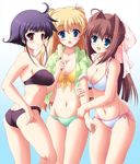  artist_request asakura_otome ass bikini black_hair blonde_hair blue_eyes breast_press breasts brown_hair cleavage da_capo da_capo_ii erika_murasaki food highres ice_cream kousaka_mayuki long_hair multiple_girls navel ponytail red_eyes ribbon short_hair small_breasts swimsuit 