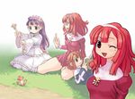  culotte eclair_(la_pucelle) la_pucelle lowres multiple_girls prier red_hair ryoji_(nomura_ryouji) thighs younger 