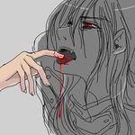  alucard_(castlevania) blood fang hellsing long_hair lowres red_eyes tongue 