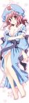  artist_request blue_dress blue_hat breasts covered_nipples dakimakura dress embarrassed hat japanese_clothes no_bra no_shoes obi open_clothes pink_eyes pink_hair saigyouji_yuyuko sash short_hair source_request touhou triangular_headpiece 