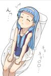  artist_request bangs blue_hair blunt_bangs hair_tubes hairband kannagi long_hair nagi pleated_skirt skirt solo toilet toilet_use white_skirt 