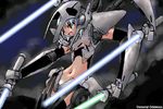  energy_sword general_grievous lightsaber mecha_musume midriff navel solo star_wars sword weapon yonezuka_ryou 