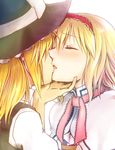  alice_margatroid bad_id bad_pixiv_id blonde_hair hat kirisame_marisa kiss multiple_girls ribbon saliva toraneko touhou yuri 