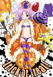  ahoge animal_ears bad_id bad_pixiv_id bdsm bondage bound bra candle candy crown fang flat_chest food fruit halloween highres jack-o'-lantern kogami_akira lingerie lowleg lowleg_panties lucky_star multicolored multicolored_clothes multicolored_legwear one_eye_closed panties pink_hair pumpkin robe solo strawberry striped striped_legwear tail thighhighs toru_k trick_or_treat underwear wax yellow_eyes 