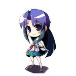  asakura_ryouko chibi kita_high_school_uniform knife rokushou_kokuu school_uniform smile solo suzumiya_haruhi_no_yuuutsu 