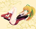  blonde_hair matsumoto_ryou ponytail red_skirt rockman rockman_(classic) roll skirt solo 