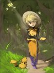  blonde_hair boots chuchu_(pokemon) forest gen_1_pokemon hat long_hair nature pikachu pokemon pokemon_(creature) pokemon_special ponytail reverse_trap short_hair straw_hat tabard turtleneck yellow_(pokemon) zaki_mitsunori 