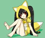  animal_costume animal_ears artist_request bell black_hair feet fox_ears kooh long_hair pangya panties red_eyes solo tail twintails underwear 