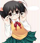  glasses hair_ornament purinko skirt solo sweater_vest to_heart_2 vest yuzuhara_konomi 