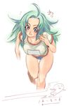  green_eyes green_hair gym_uniform legs long_hair original running solo tsuutenkaaku 